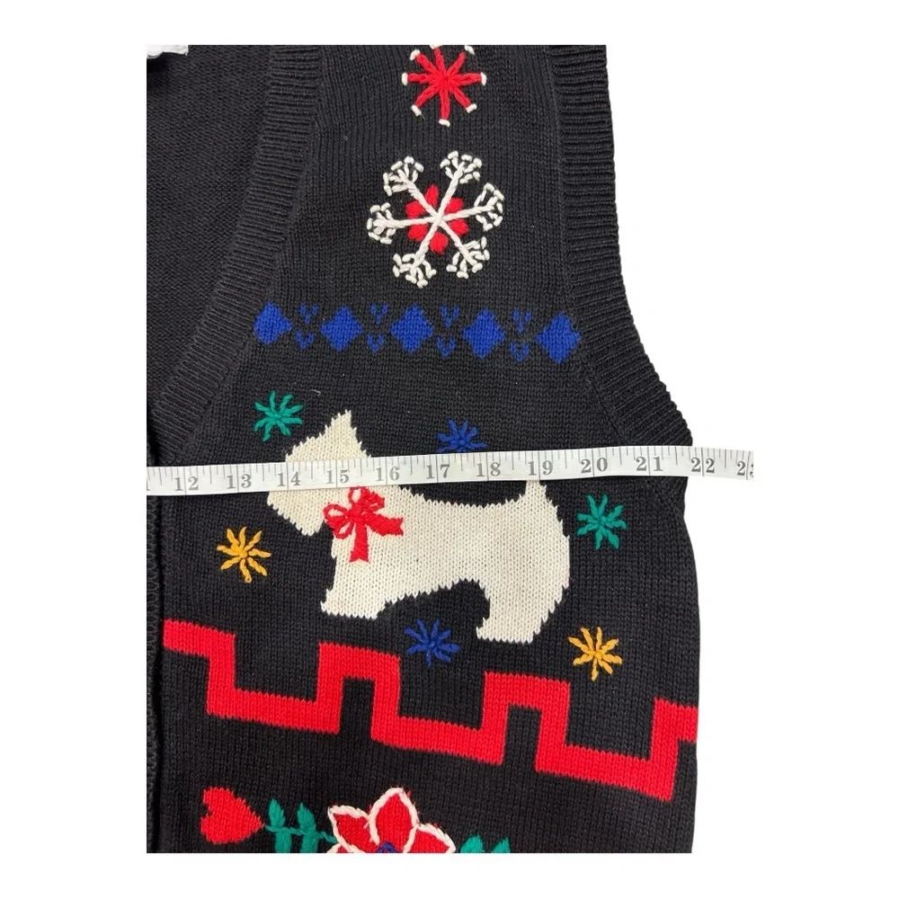 Vintage Alfred Dunner Christmas Knit Scottish Terrier Sweater Vest SZ XL